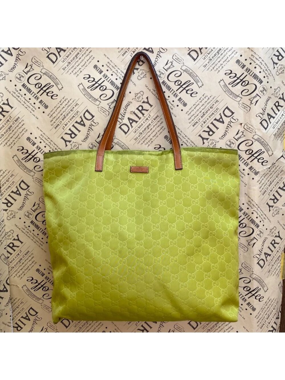 Gucci Tote Bag GG Pattern Nylon Green